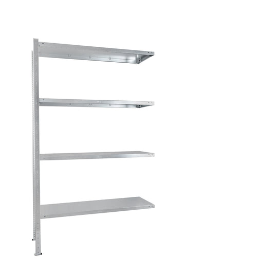 Regał półkowy 4 półki dostawny META metalowy MS Regały Białystok dodatkowy sekcja rozbudowa ciąg magazyn biuro hala ocynkowany galwanizowany niemiecki