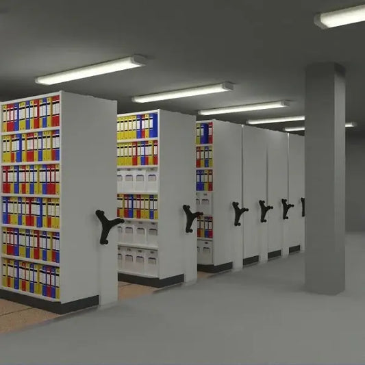 Nowoczesne regały biurowe z mobilnymi systemami archiwizacji optymalizujące przechowywanie dokumentów