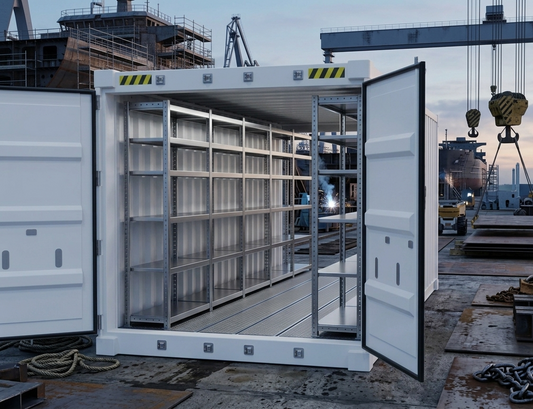 Kontener morski jako magazyn – dobór i montaż regałów