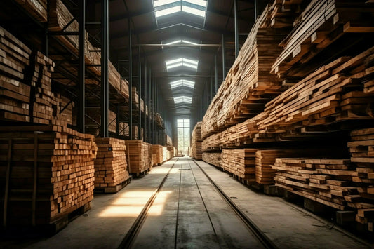 Regały wspornikowe w tartakach - drewno surowe