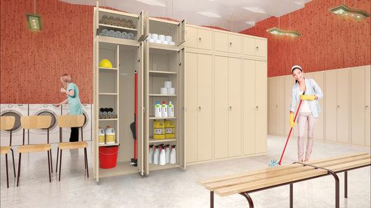 Szafki socjalne dla ekip sprzątających - organizacja środków