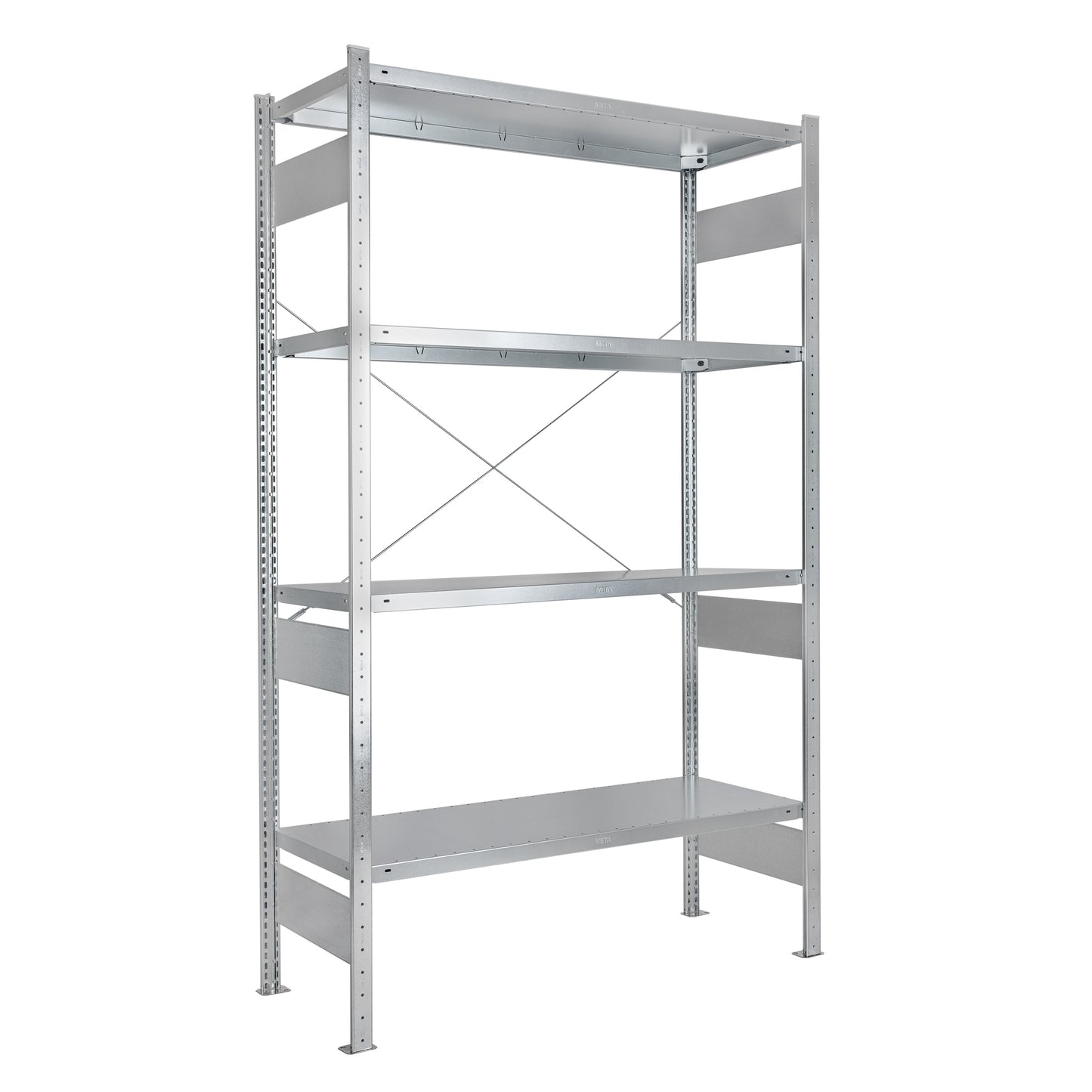 Regał metalowy ocynkowany META 4 półki galwanizowany MS Regały Białystok niemiecki antykorozyjny magazyn biuro hala warsztat podstawowy wytrzymały solidny