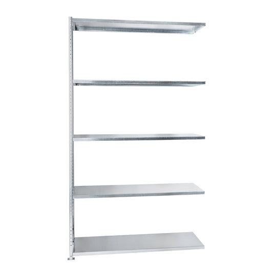 Regał półkowy 5 półek dostawny META metalowy MS Regały Białystok dodatkowy sekcja rozbudowa ciąg magazyn biuro hala ocynkowany galwanizowany niemiecki