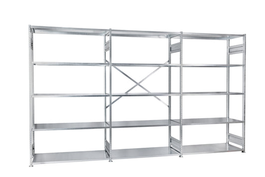 Zestaw: 160 półek 1230mm x 400mm + 40 ram + 10 stężeń krzyżowych