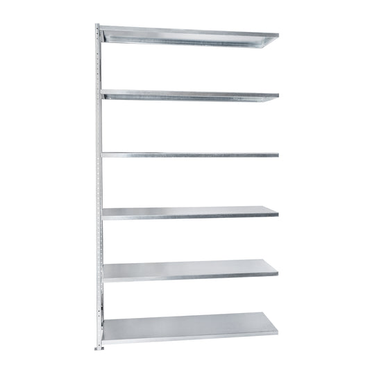 Regał półkowy 6 półek dostawny META metalowy MS Regały Białystok dodatkowy sekcja rozbudowa ciąg magazyn biuro hala ocynkowany galwanizowany niemiecki